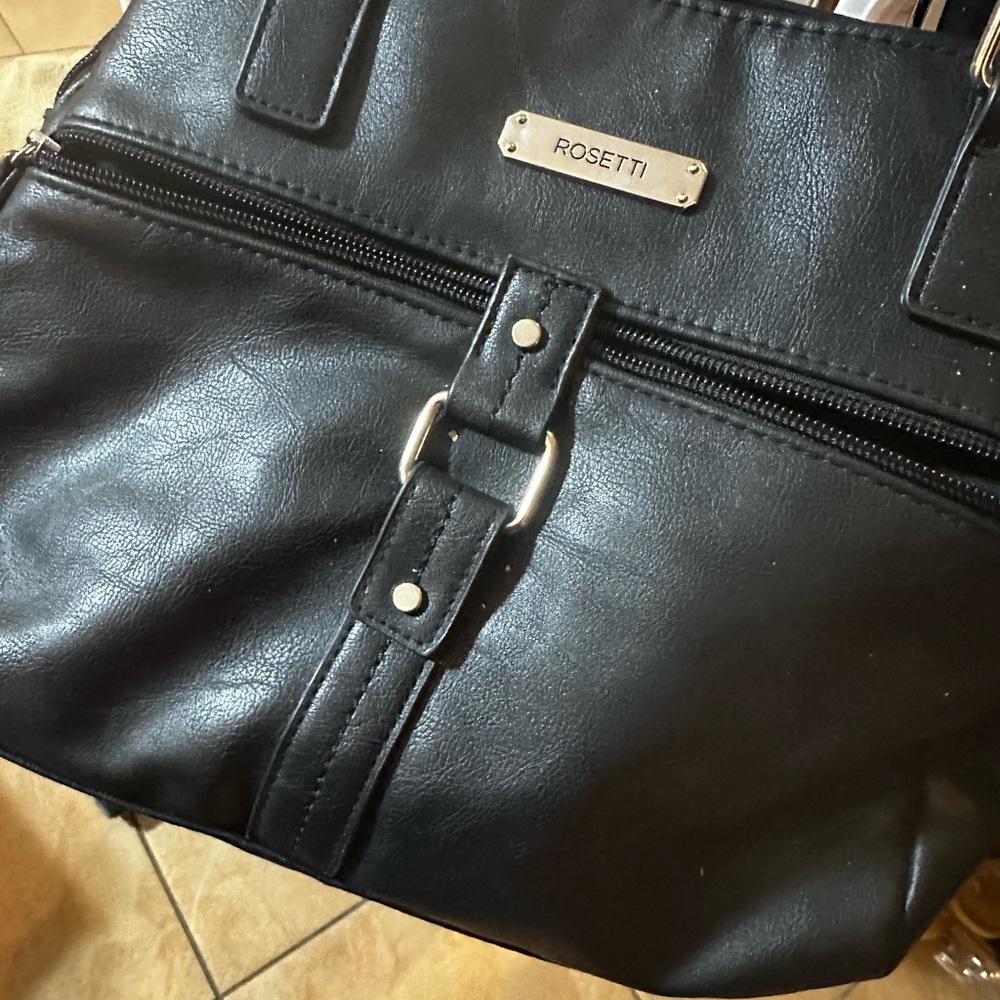 Rosetti Black Leather Handbag